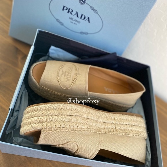 Prada Shoes - SOLD Prada Canapa Calzature Donna Hemp Espadrille Canvas Platform Heel